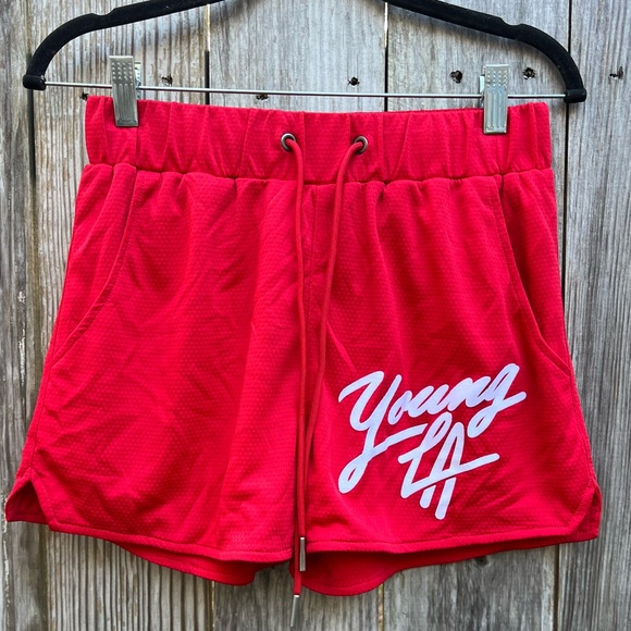 YoungLA Pants - YOUNG LA RARE Red Tie Waist Athletic shorts with Pockets Women’s Small